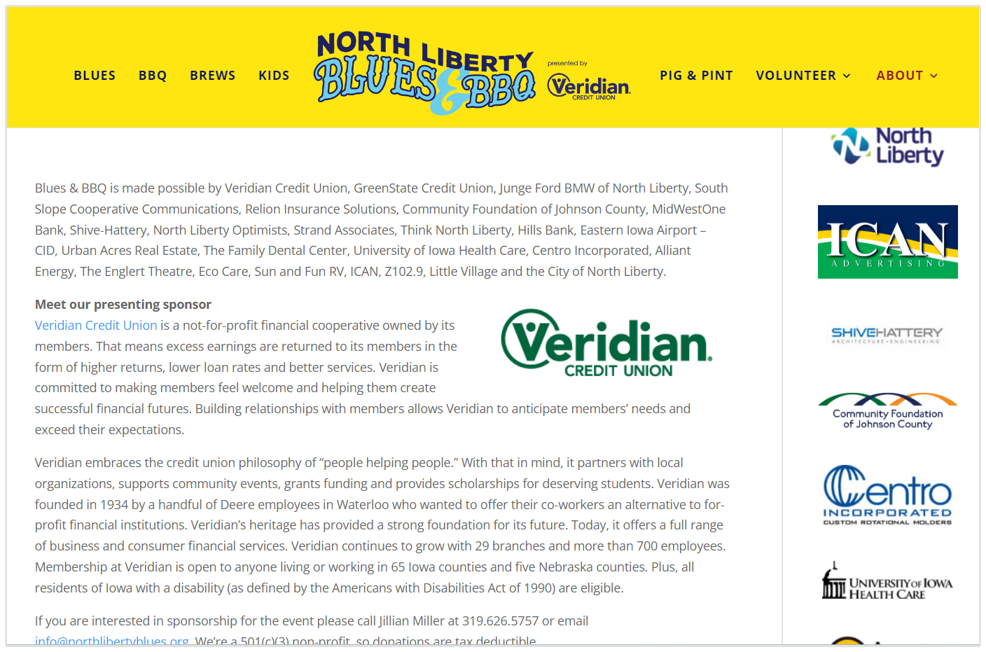 Strona sponsorów North Liberty Blue